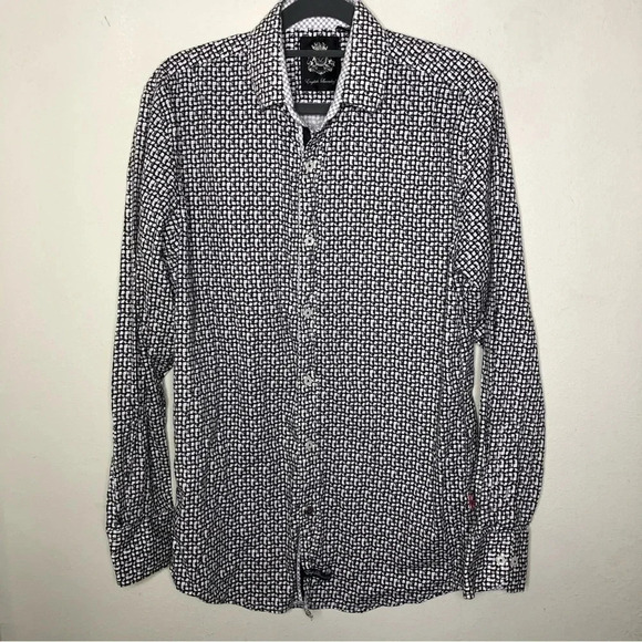 English Laundry Black and White Button Down Size Medium - Picture 1 of 7